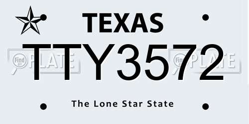 TTY3572 Texas License Plate