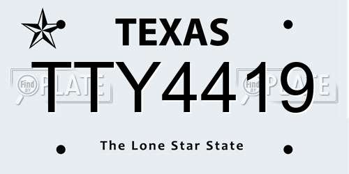 TTY4419 Texas License Plate