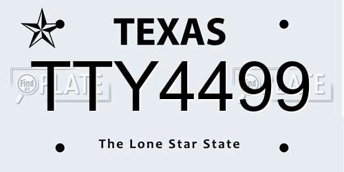 TTY4499 Texas License Plate