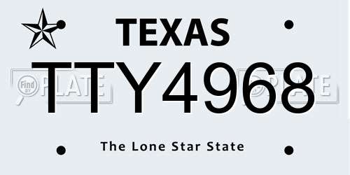 TTY4968 Texas License Plate