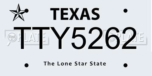 TTY5262 Texas License Plate