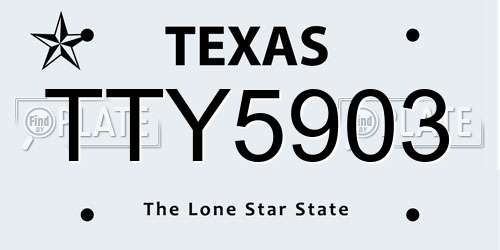 TTY5903 Texas License Plate
