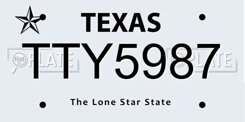 TTY5987 Texas License Plate