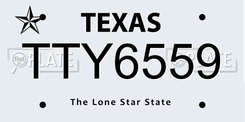 TTY6559 Texas License Plate