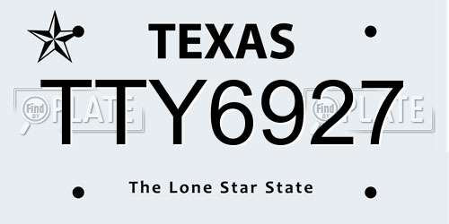 TTY6927 Texas License Plate