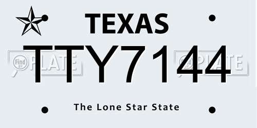 TTY7144 Texas License Plate