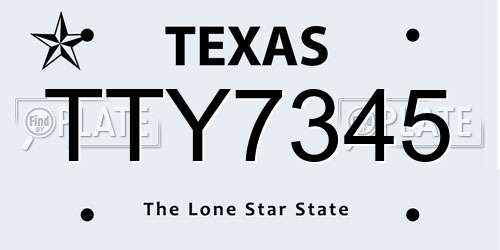 TTY7345 Texas License Plate