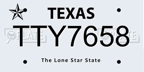 TTY7658 Texas License Plate