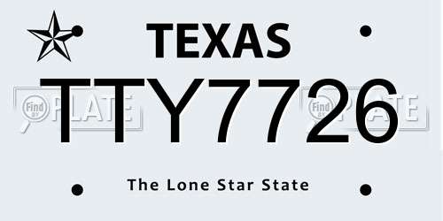TTY7726 Texas License Plate