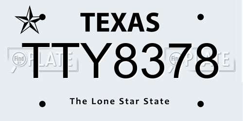 TTY8378 Texas License Plate