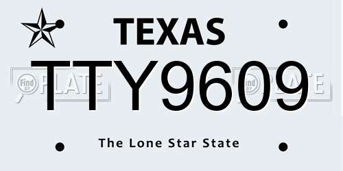 TTY9609 Texas License Plate