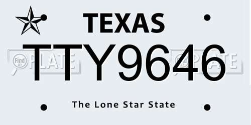 TTY9646 Texas License Plate