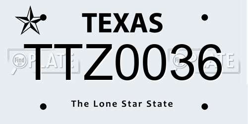 TTZ0036 Texas License Plate