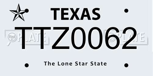 TTZ0062 Texas License Plate