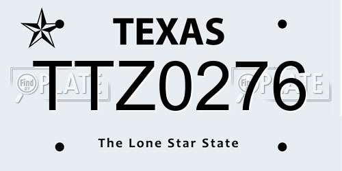TTZ0276 Texas License Plate