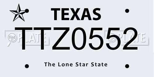 TTZ0552 Texas License Plate