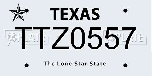 TTZ0557 Texas License Plate