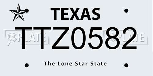 TTZ0582 Texas License Plate