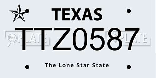 TTZ0587 Texas License Plate