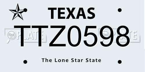 TTZ0598 Texas License Plate