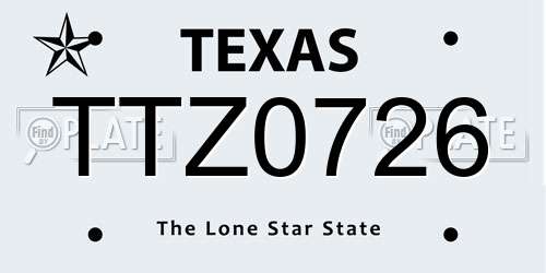TTZ0726 Texas License Plate