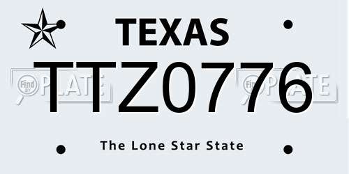 TTZ0776 Texas License Plate