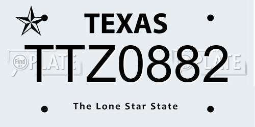 TTZ0882 Texas License Plate