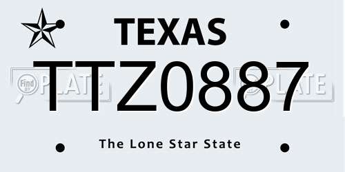 TTZ0887 Texas License Plate