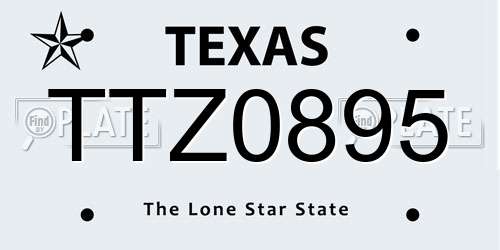 TTZ0895 Texas License Plate
