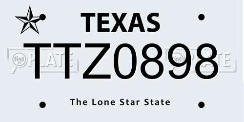 TTZ0898 Texas License Plate
