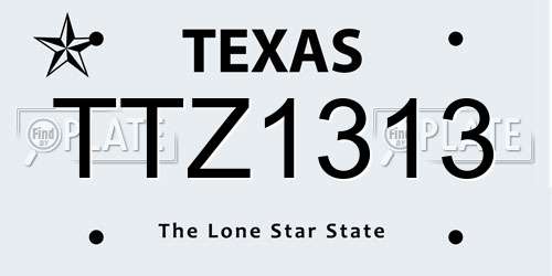 TTZ1313 Texas License Plate
