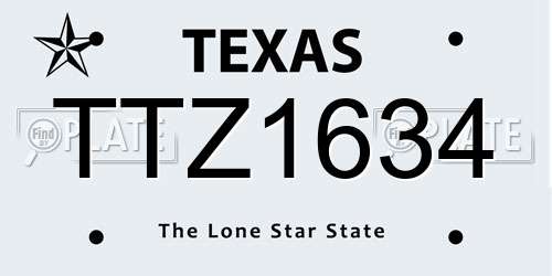 TTZ1634 Texas License Plate