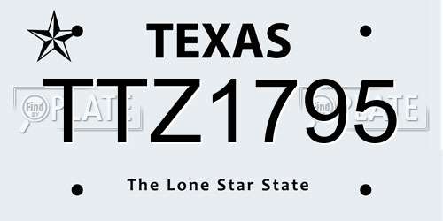 TTZ1795 Texas License Plate
