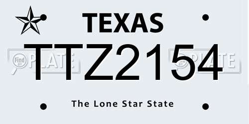 TTZ2154 Texas License Plate