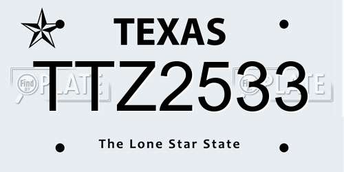 TTZ2533 Texas License Plate