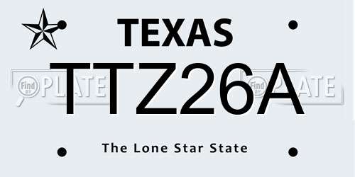 TTZ26A Texas License Plate