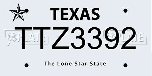 TTZ3392 Texas License Plate