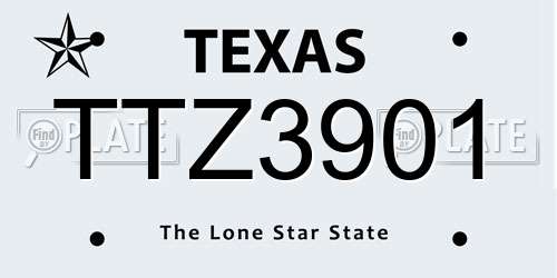TTZ3901 Texas License Plate