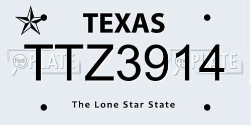 TTZ3914 Texas License Plate