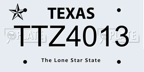 TTZ4013 Texas License Plate