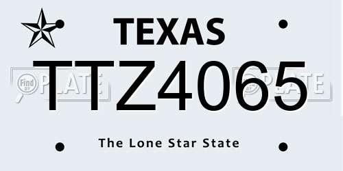TTZ4065 Texas License Plate