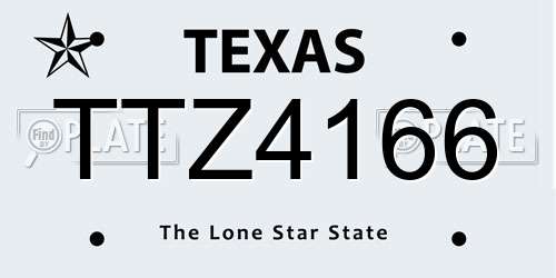 TTZ4166 Texas License Plate