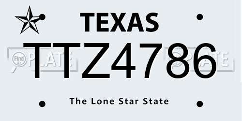 TTZ4786 Texas License Plate