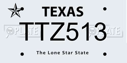 TTZ513 Texas License Plate