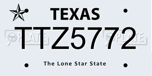 TTZ5772 Texas License Plate