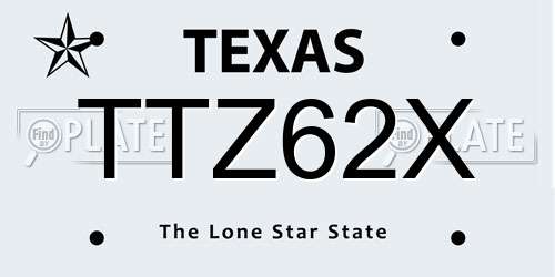 TTZ62X Texas License Plate