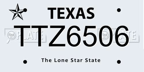 TTZ6506 Texas License Plate