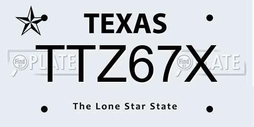 TTZ67X Texas License Plate