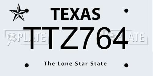 TTZ764 Texas License Plate