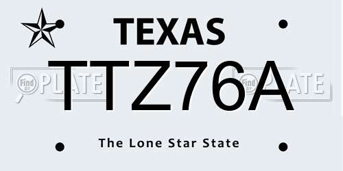 TTZ76A Texas License Plate